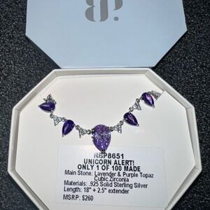 RBP8651 Unicorn Alert OG Necklace Ring Bomb Party Sterling Silver Purple